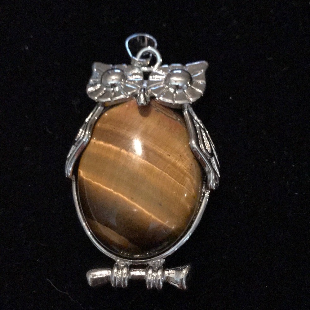 Tigers eye owl pendant